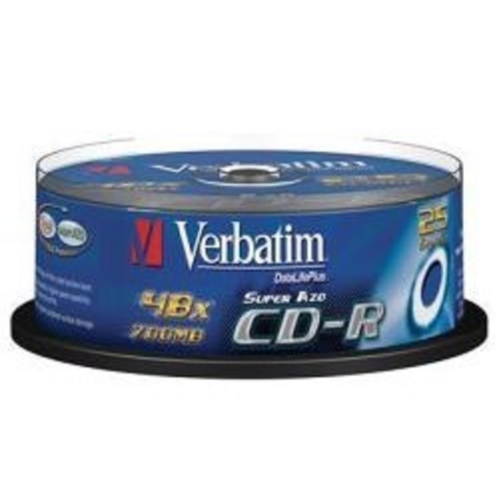 Диски CD-R Verbatim 43352, 700 МБ, 52x, 25 шт., Cake Box