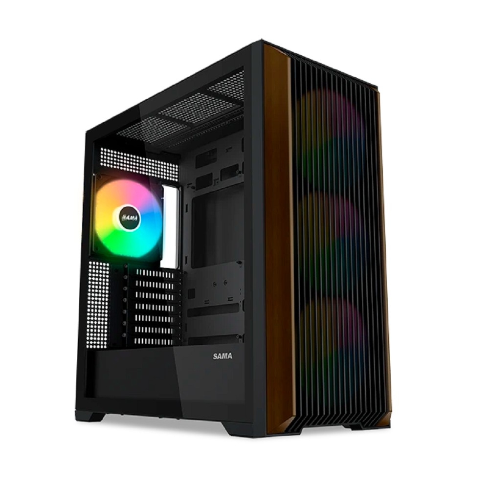 Корпус ПК SAMA Z60-BKAWA4X1-GL, Midi-Tower, E-ATX, 4×140мм ARGB, USB-C