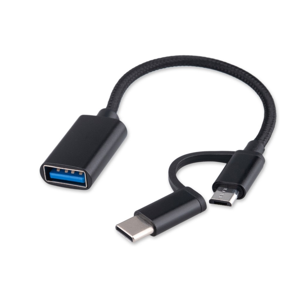 Кабель-переходник Cablexpert A-OTG-CMAF2-2in1, USB 2.0 OTG, Type-C(M)+MicroUSB(M)/AF, 0.15 м