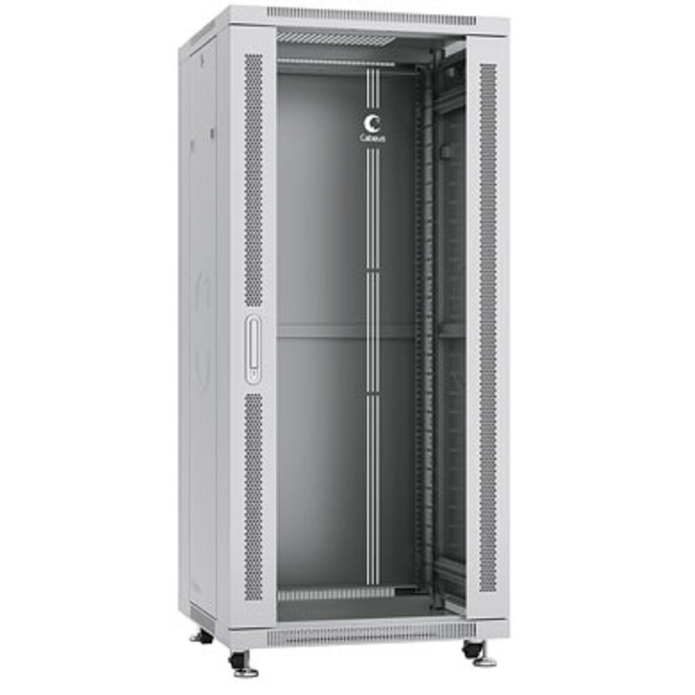 Шкаф Cabeus SH-05C-27U60/100, 27U, 600×1000 мм, стеклянная дверь, серый