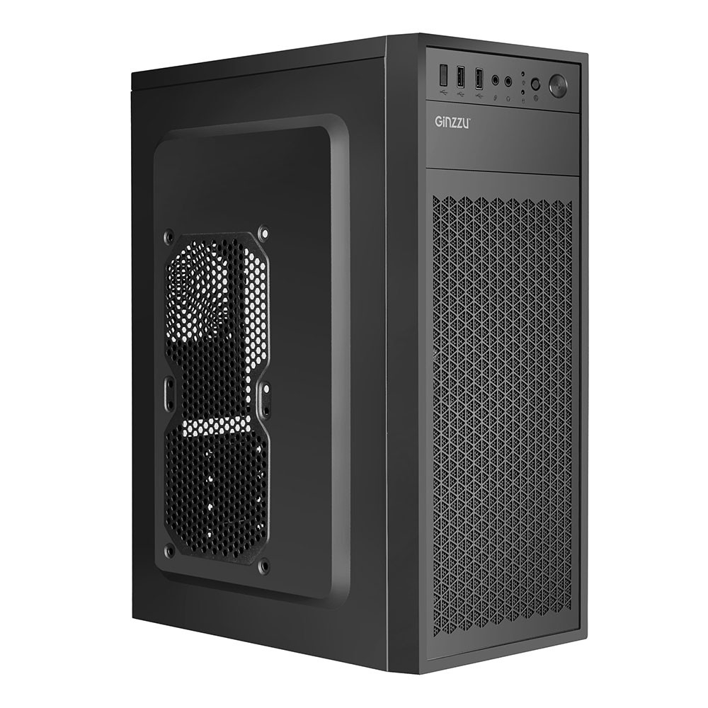 Корпус Ginzzu A400, MidiTower, ATX, 2×USB2.0, черный
