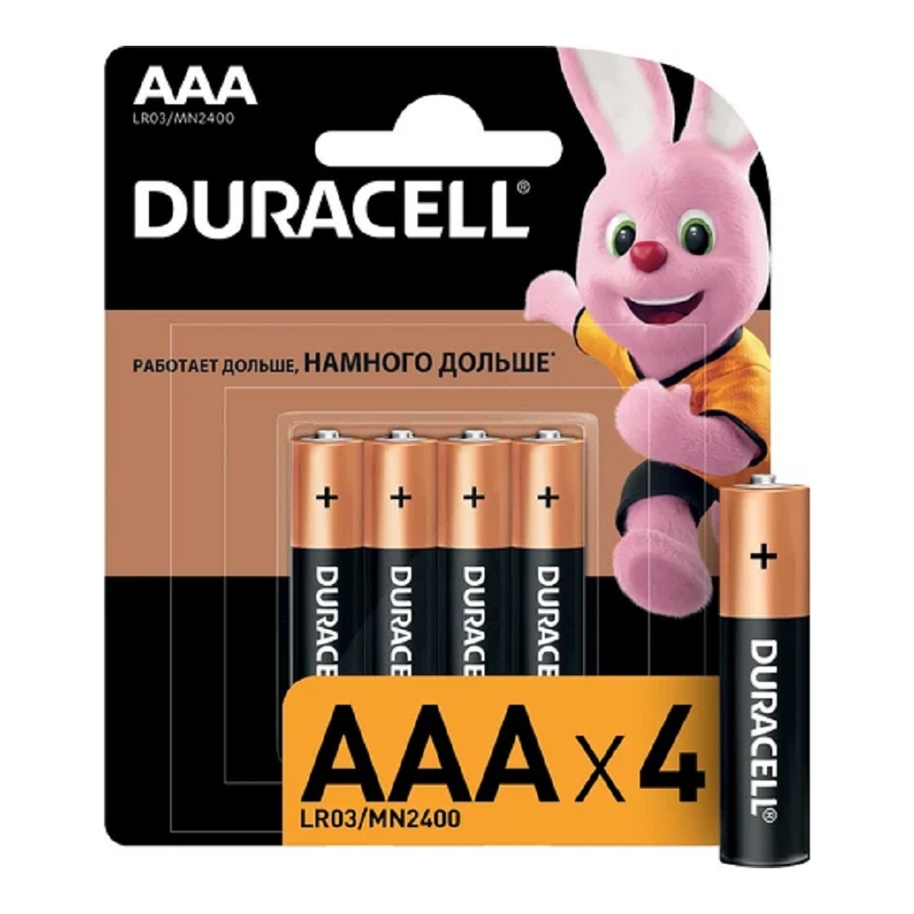Батарейка Duracell B0026813 BASIC LR03 (AAA), алкалиновая, 1.5 В, 4 шт