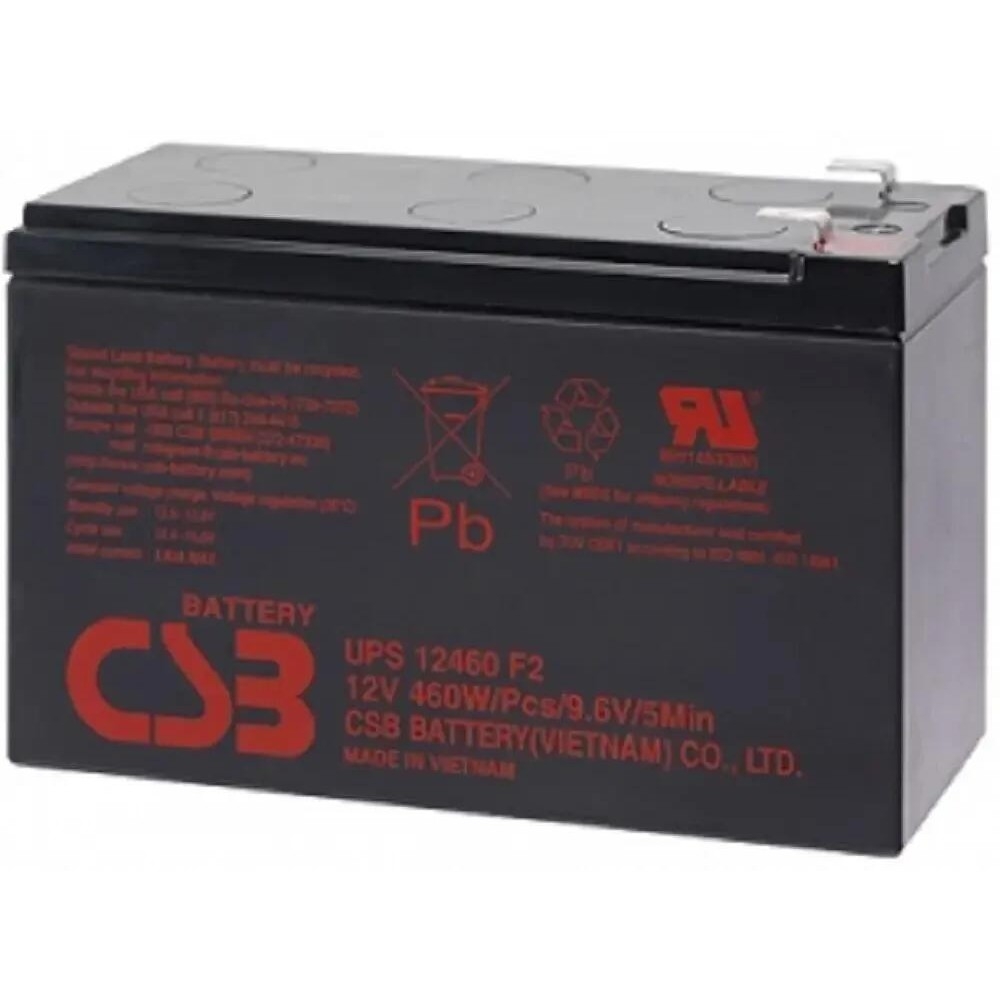 Аккумулятор CSB UPS 12460, 12 В, 9 А·ч, клеммы F2, свинцово-кислотный