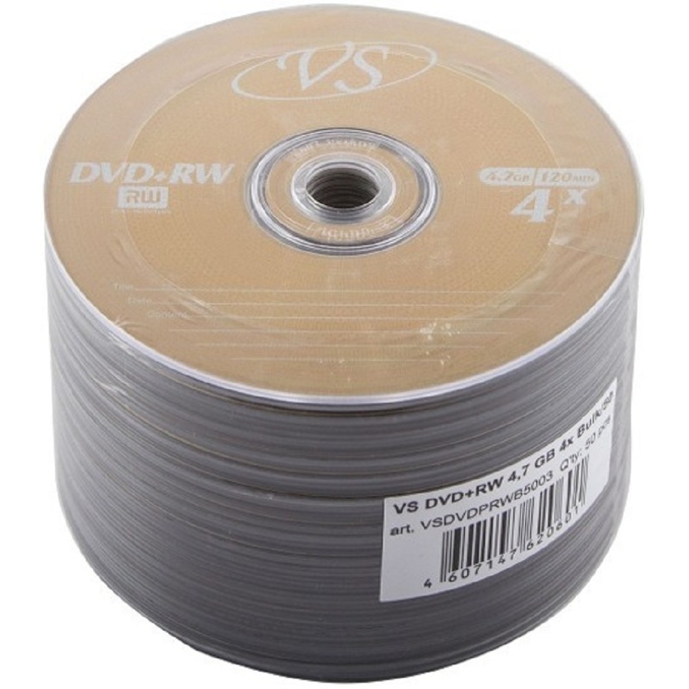 Диск DVD+RW VS VSDVDPRWB5001, 4.7 ГБ, 4x, упаковка 50 шт