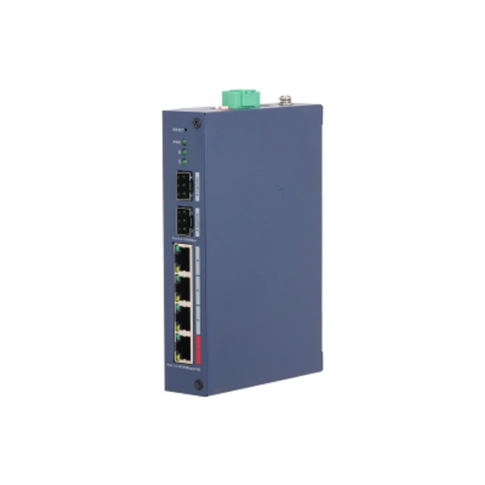 Коммутатор Dahua DH-CHS4206-4ET-90, индустриальный, L2, 2×SFP, 1×GbE PoE+, 3×100Мбит/с PoE+