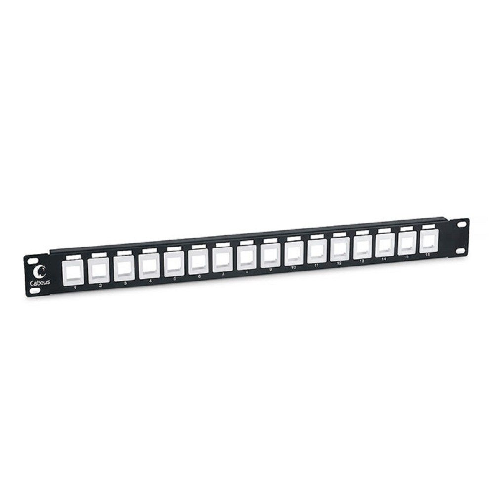 Патч-панель Cabeus PLB-16, 19", 1U, 16xKeystone, чёрная