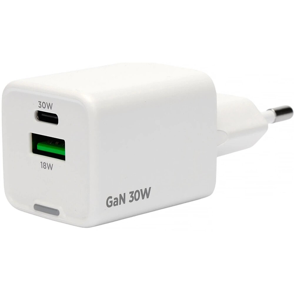 Зарядное устройство Cablexpert MP3A-PC-63, 30 Вт GaN, 3 А, QC4.0/PD, USB + USB Type-C