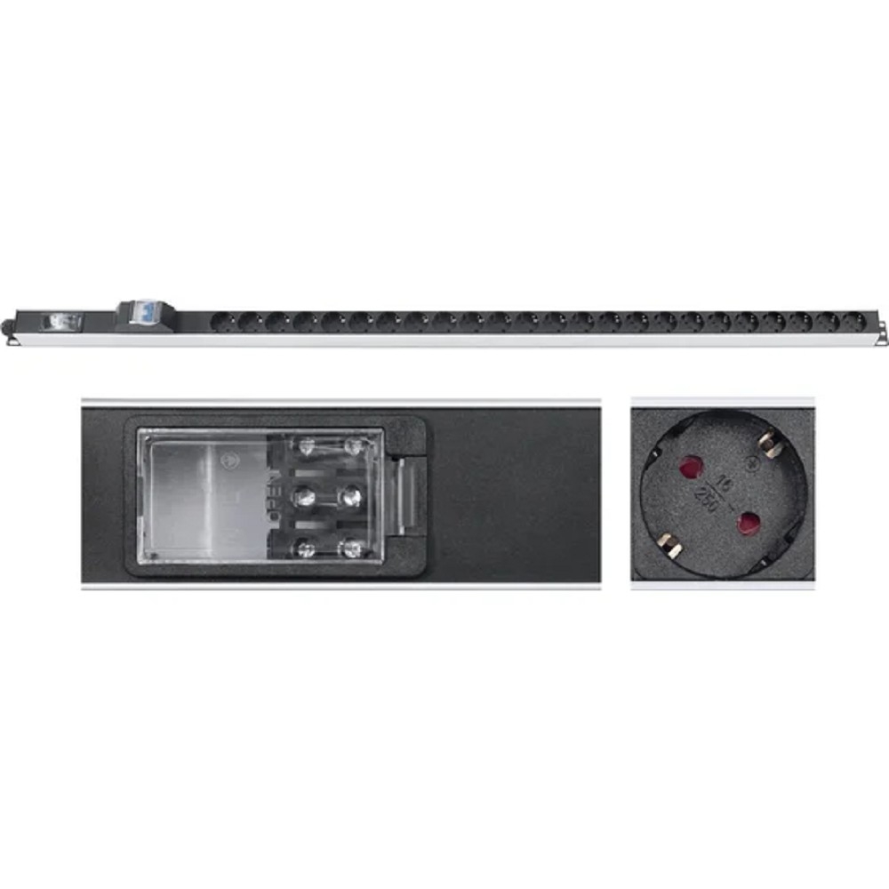 Блок распределения питания Cabeus PDU-32-24S-B-T, 24×Schuko, 32 А, вертикальный