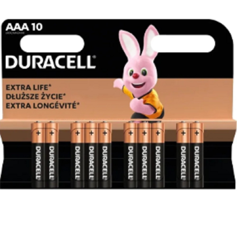 Батарейка DURACELL LR03-10BL BASIC AAA (MN2400), солевая, 1.5 В, 10 шт