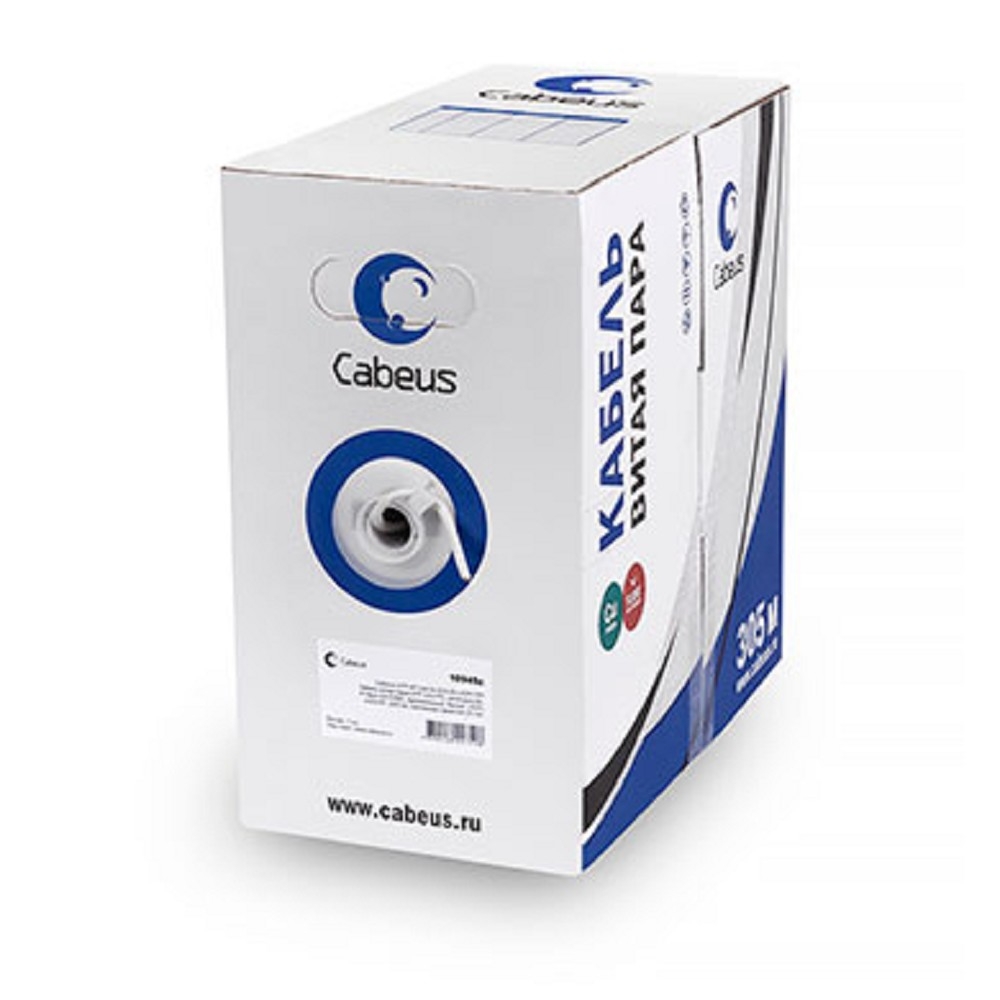 Кабель витая пара Cabeus UTP-4P-Cat.5e-SOLID-LSLTx-GY, U/UTP, Cat.5e, одножильный, LSLTx, серый, 305 м