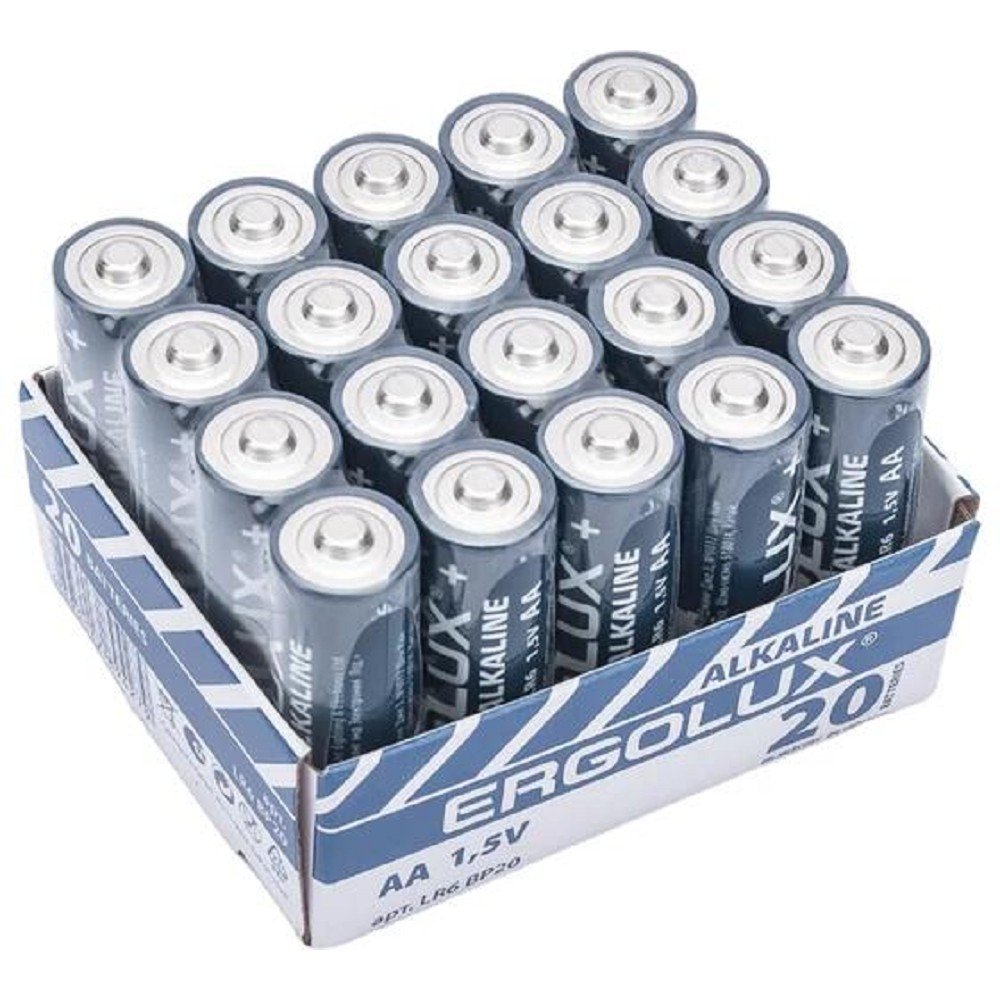 Батарейка Ergolux Alkaline LR6 BP-20, AA, 1.5 В, алкалиновая, 2700 мА·ч, 20 шт
