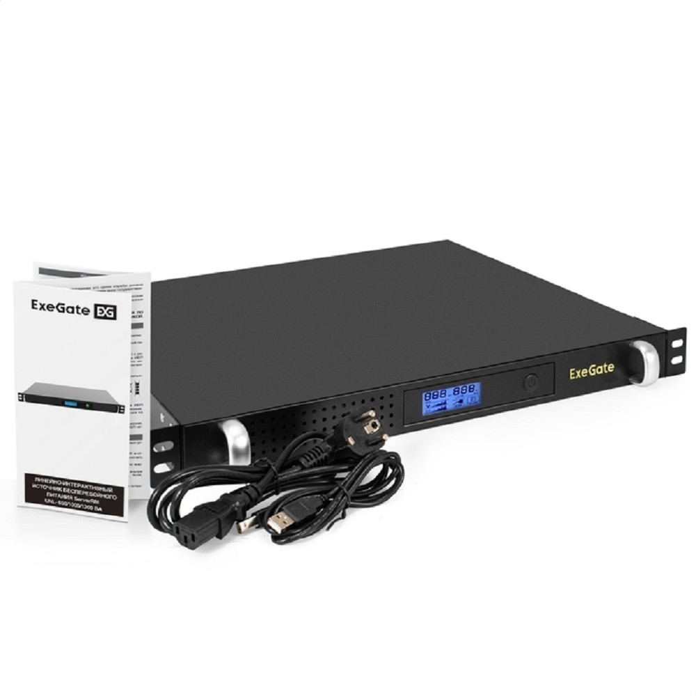 ИБП Exegate UNL-1000.LCD.AVR.6C13.RJ.USB.1U, 1000VA/600W, 1U