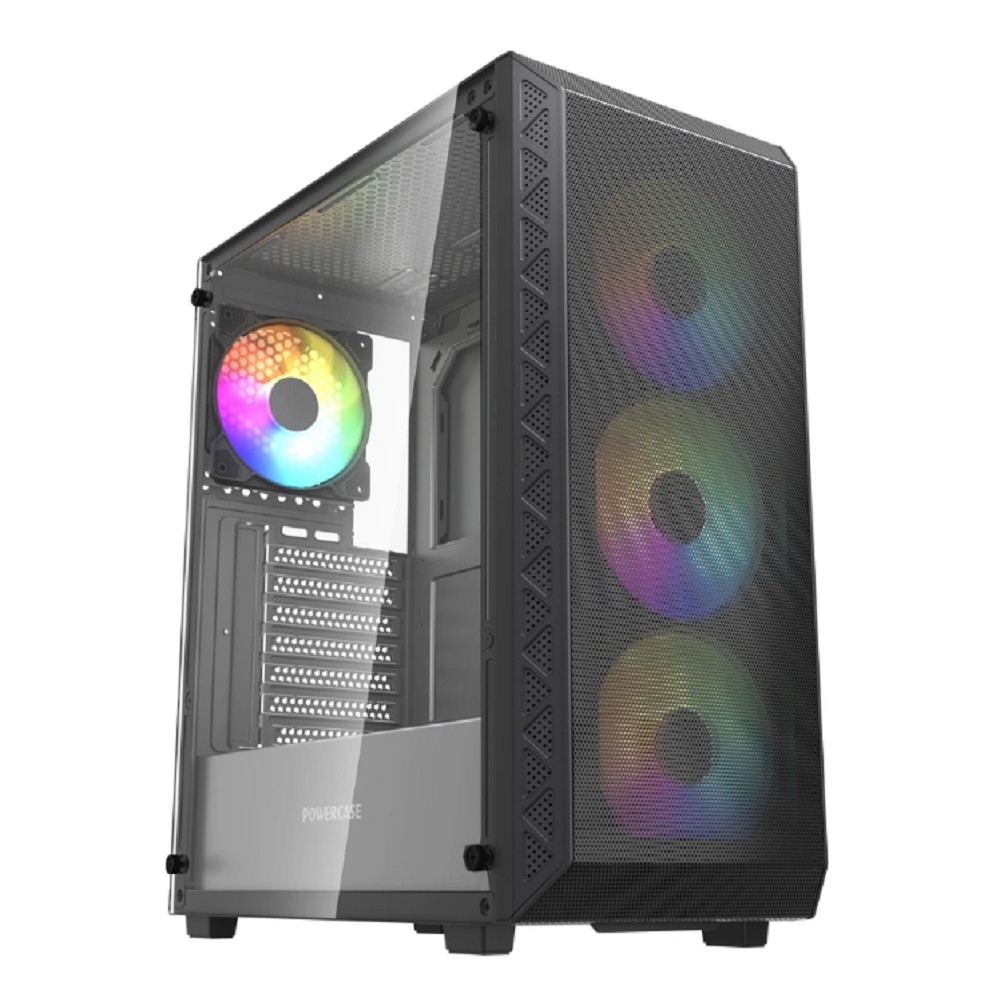Корпус Powercase CMSB-A4, ATX, стекло, 4×120mm ARGB, черный