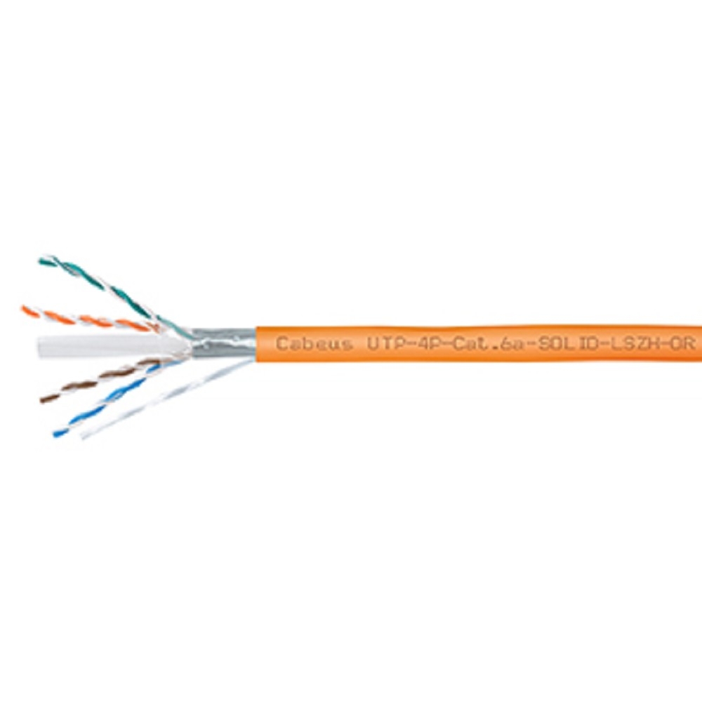 Кабель Cabeus UTP-4P-Cat.6a-SOLID-LSZH-OR, U/UTP, Cat.6A, 305м, LSZH