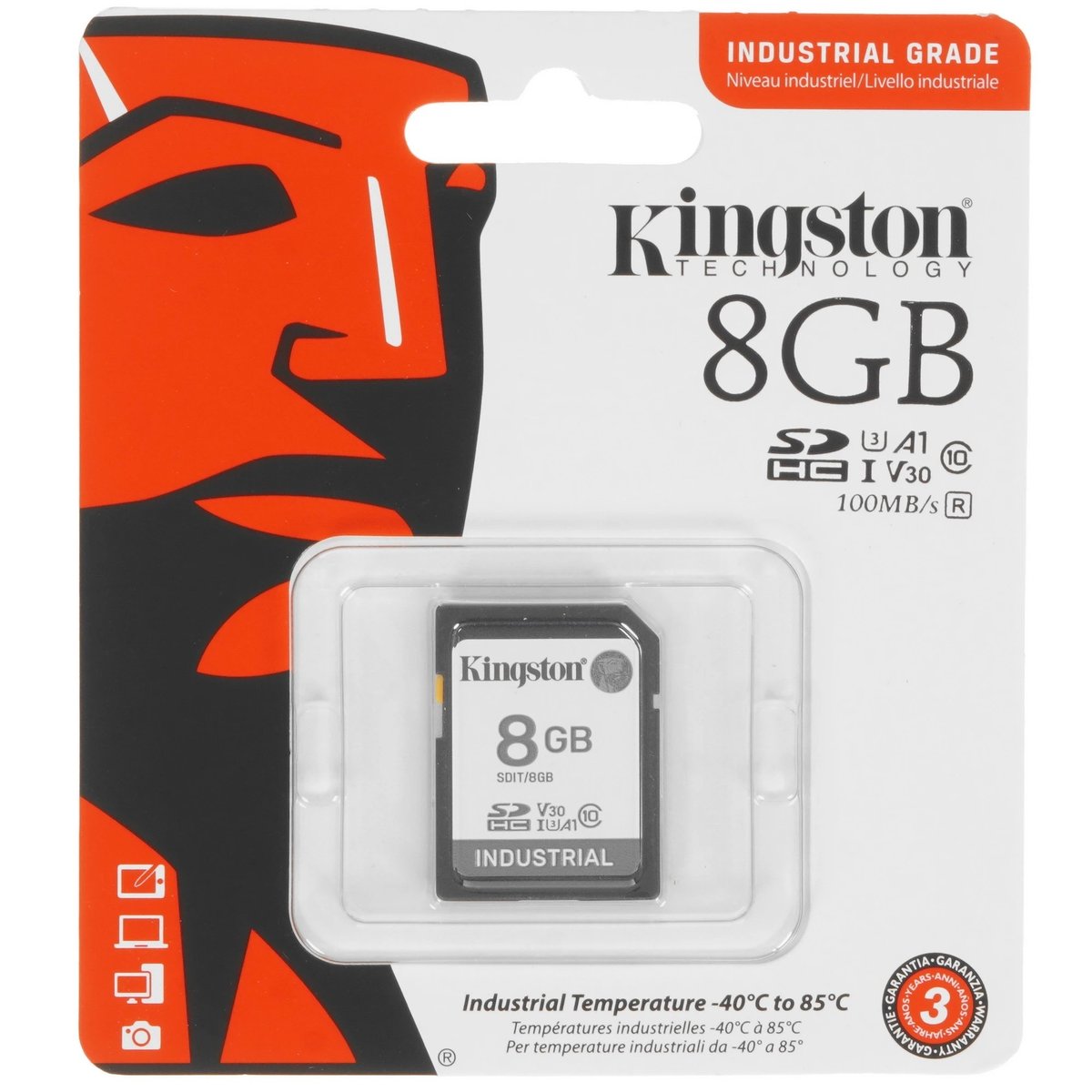 Карта памяти Kingston SDIT/8GB, SDXC 8 ГБ, Class 10 U3 UHS-I, A1 V30