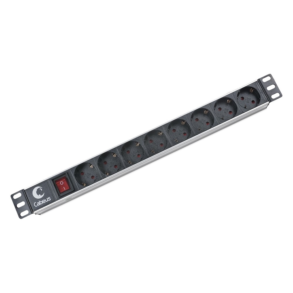 Блок PDU Cabeus PDU-8P, 8 розеток, 10 А, горизонтальный, 19"