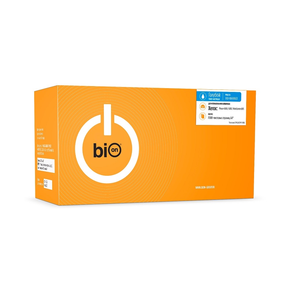 Картридж Bion BCR-106R01631 для Xerox Phaser 6000/6010, WorkCentre 6015, голубой, 1000 стр., с чипом