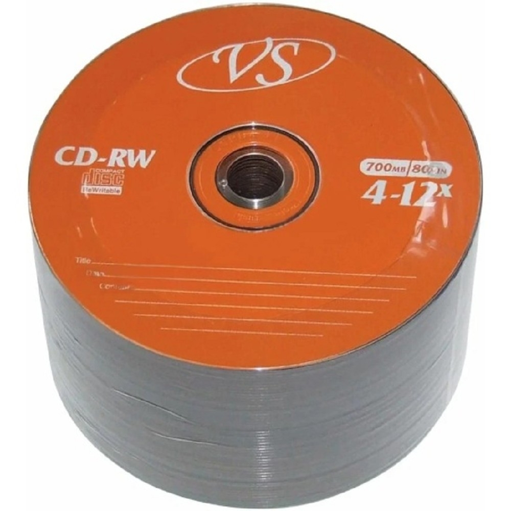 Диск CD-RW VS VSCDRWB5003, 700 МБ, 12x, Bulk 50 шт