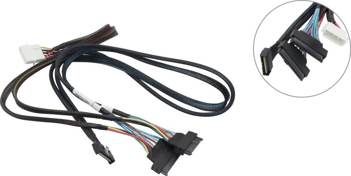 Кабель Amphenol RMC74-2464, MCIO x8 → 2×U.2 (SFF-8639), 0.8м