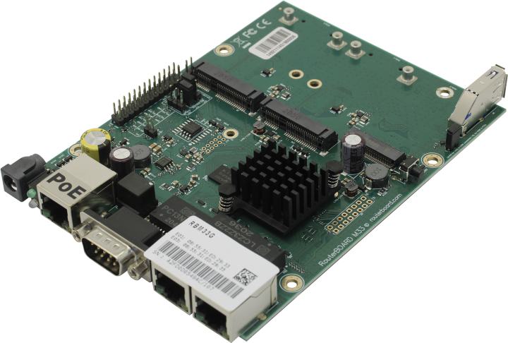 Маршрутизатор MIKROTIK RBM33G RouterBOARD M33G, 3×1GbE, 2×miniPCI-e, 2×SIM, RouterOS L4