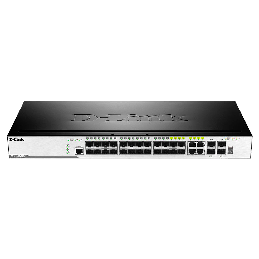 Коммутатор D-Link DGS-3000-28SC/A1A, L2, 20×SFP, 4×10G SFP+, 4×Combo