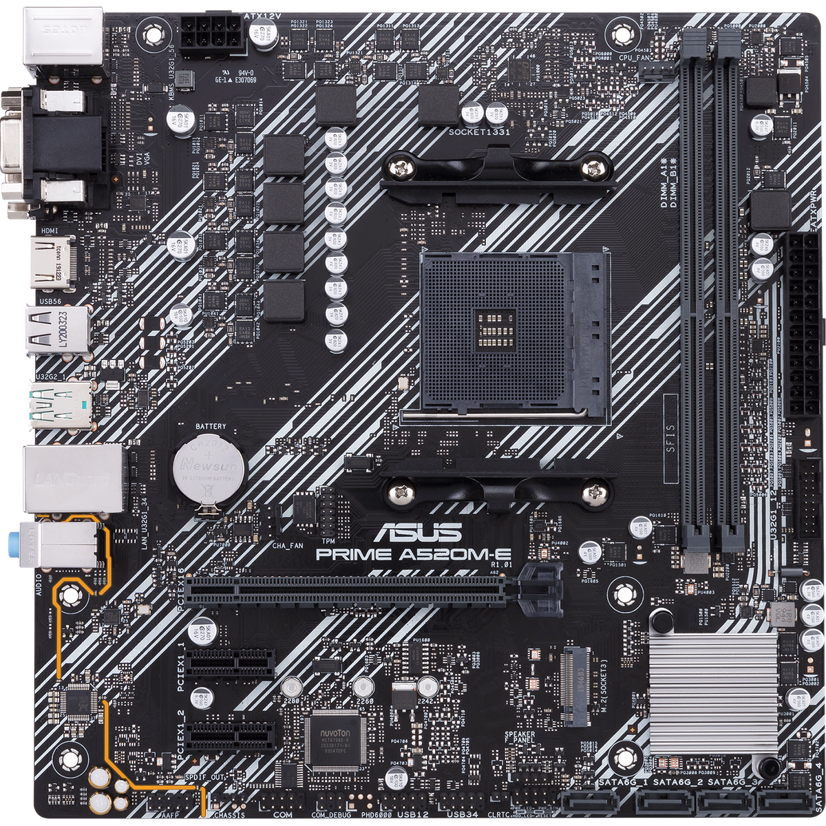 Материнская плата ASUS PRIME A520M-E/CSM, AM4, A520, mATX, 2×DDR4