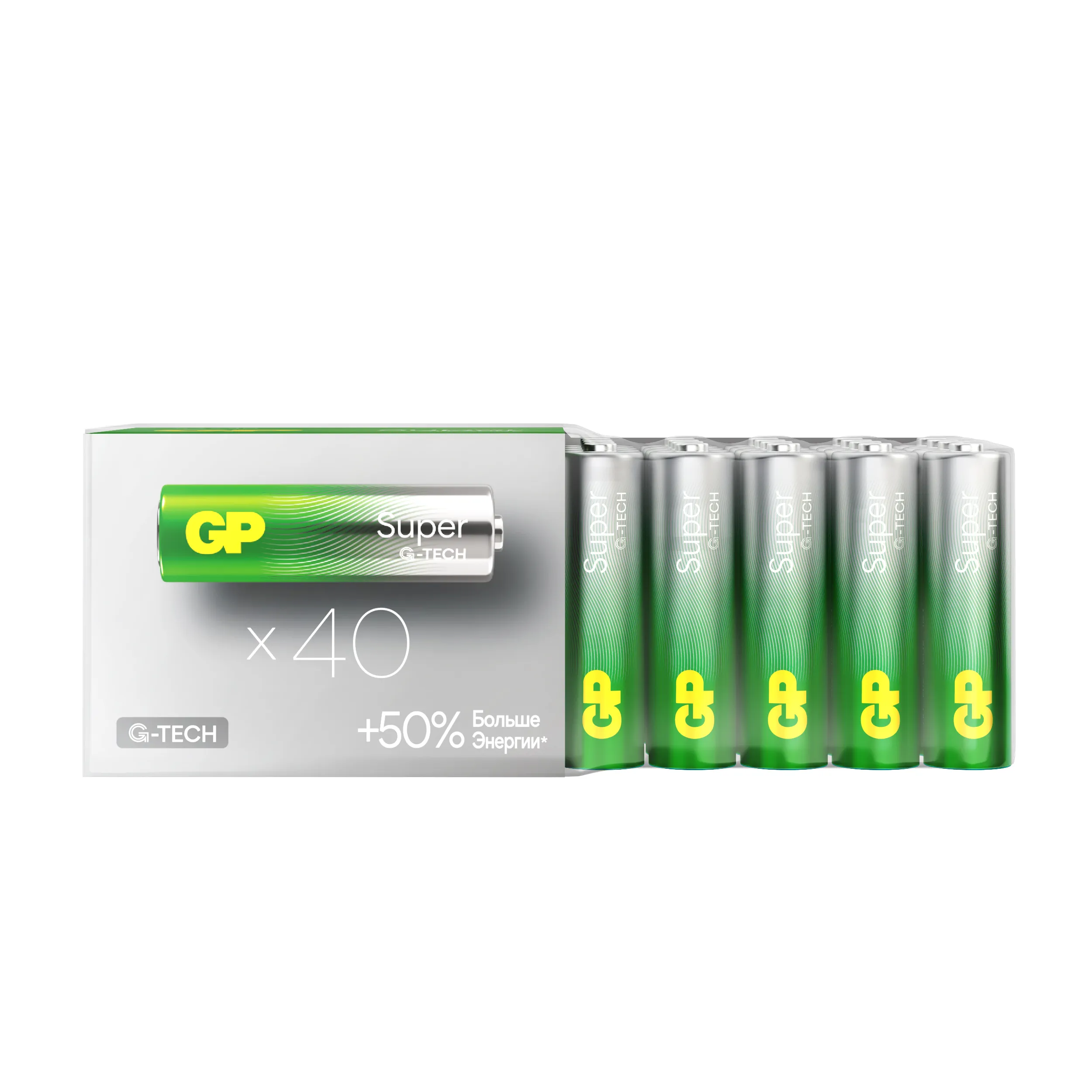 Батарейки GP 15AA21-2CRSWC40 Super Alkaline G-Tech, AA, алкалиновые, 1.5 В, 40 шт.