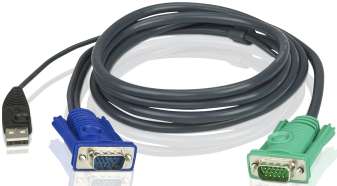 Кабель ATEN 2L-5202U, SPHD15→HD DB15+USB-A, 1.8 м