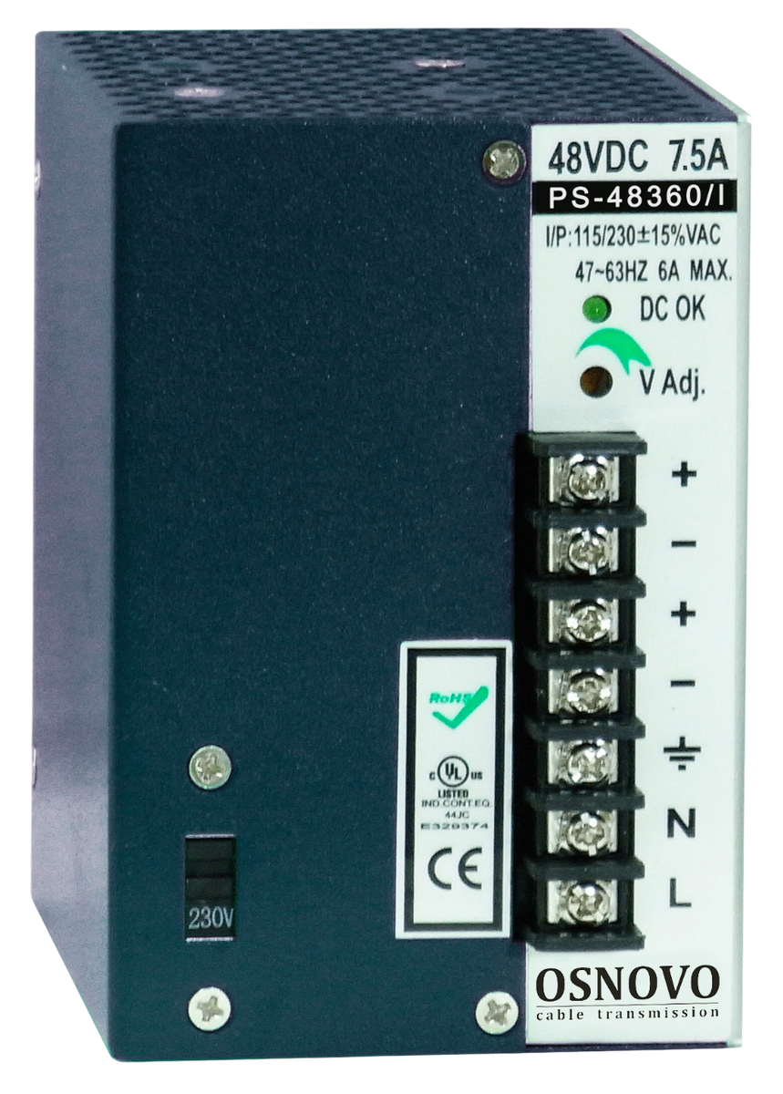 Блок питания OSNOVO PS-48360/I, DC48V 7.5A 360W, AC195-265V