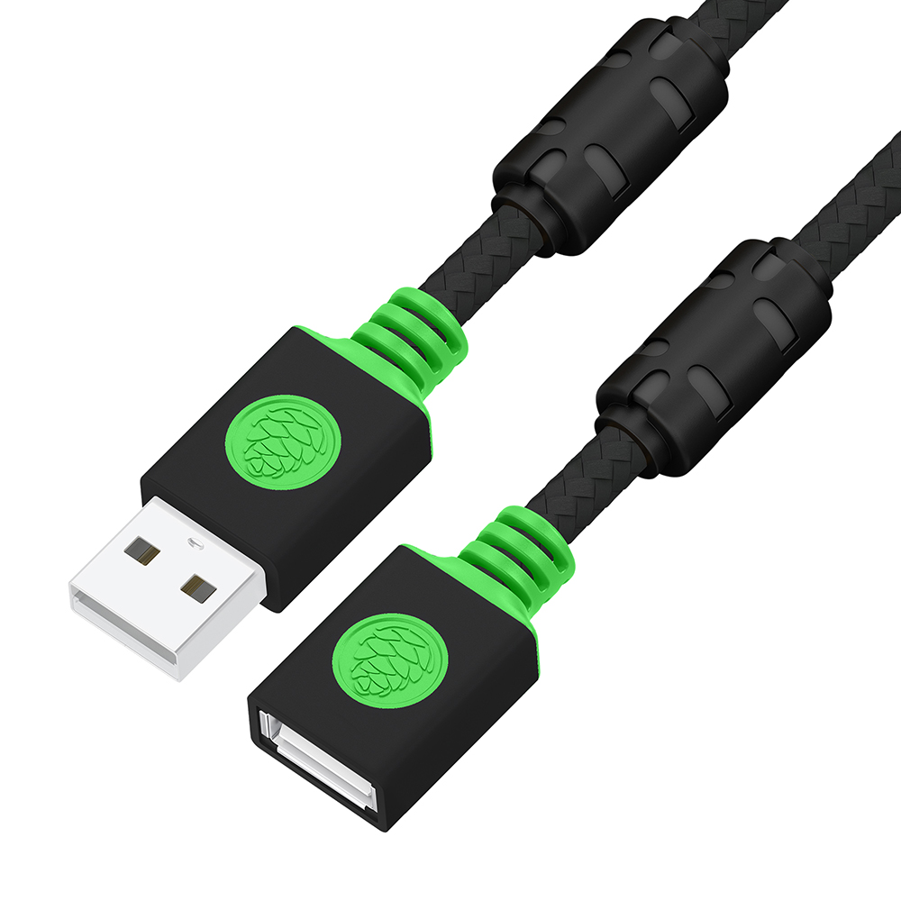 Удлинитель USB GCR GCR-57658, USB 2.0 AM/AF, 2м, черный
