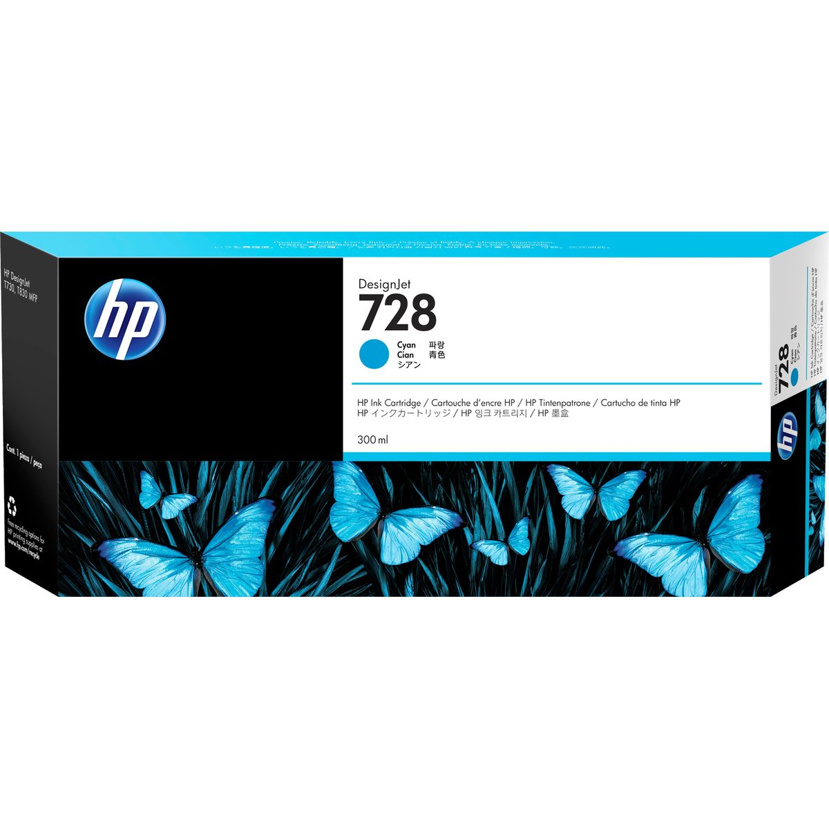 Картридж HP 728 F9K17A, голубой, 300 мл, для DesignJet T730/T830
