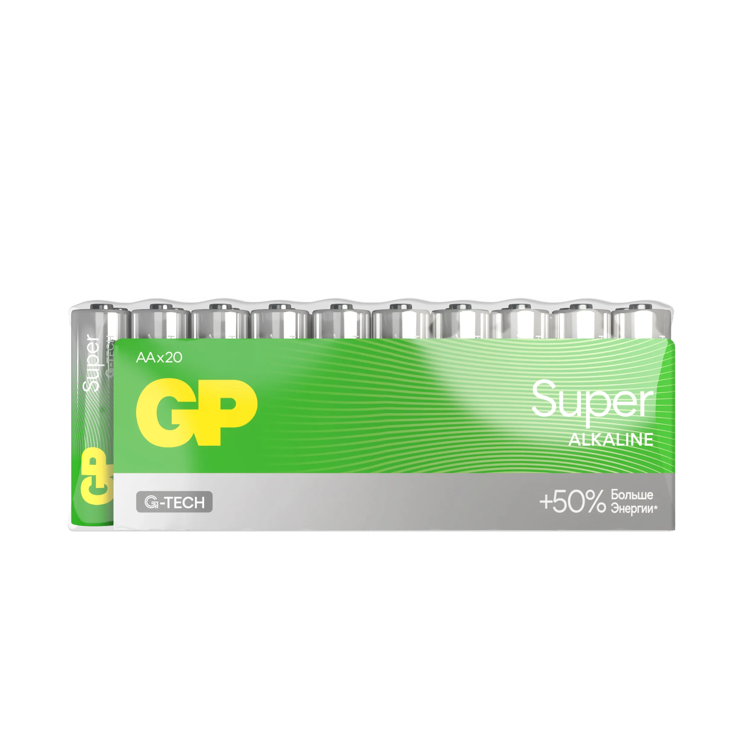 Батарейка GP 15AA21-2CRSWC20 Super Alkaline G-Tech, AA, алкалиновая, 1.5 В, 20 шт