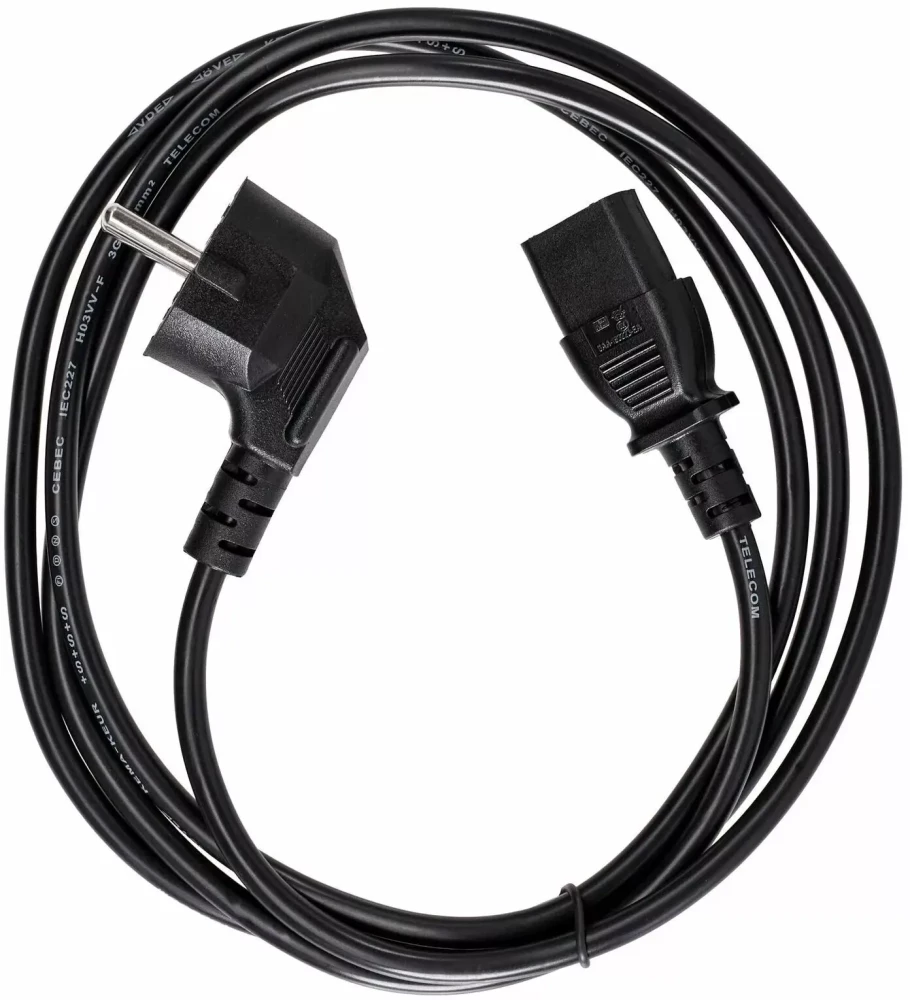Кабель питания Telecom TY021-CU0.75-1.8M, CEE 7/7 — IEC-320-C13, 3×0.75 мм², 1.8 м