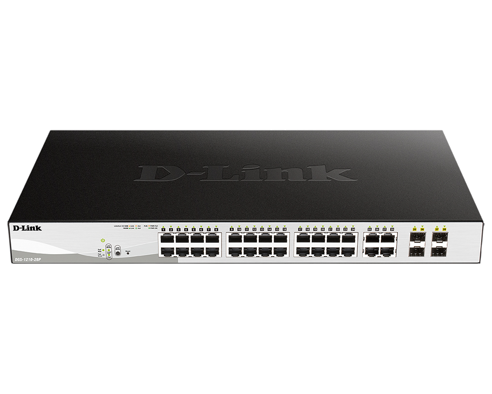 Коммутатор D-Link DGS-1210-28P/FL2A, L2, 24×GE PoE, 4×SFP, 193Вт