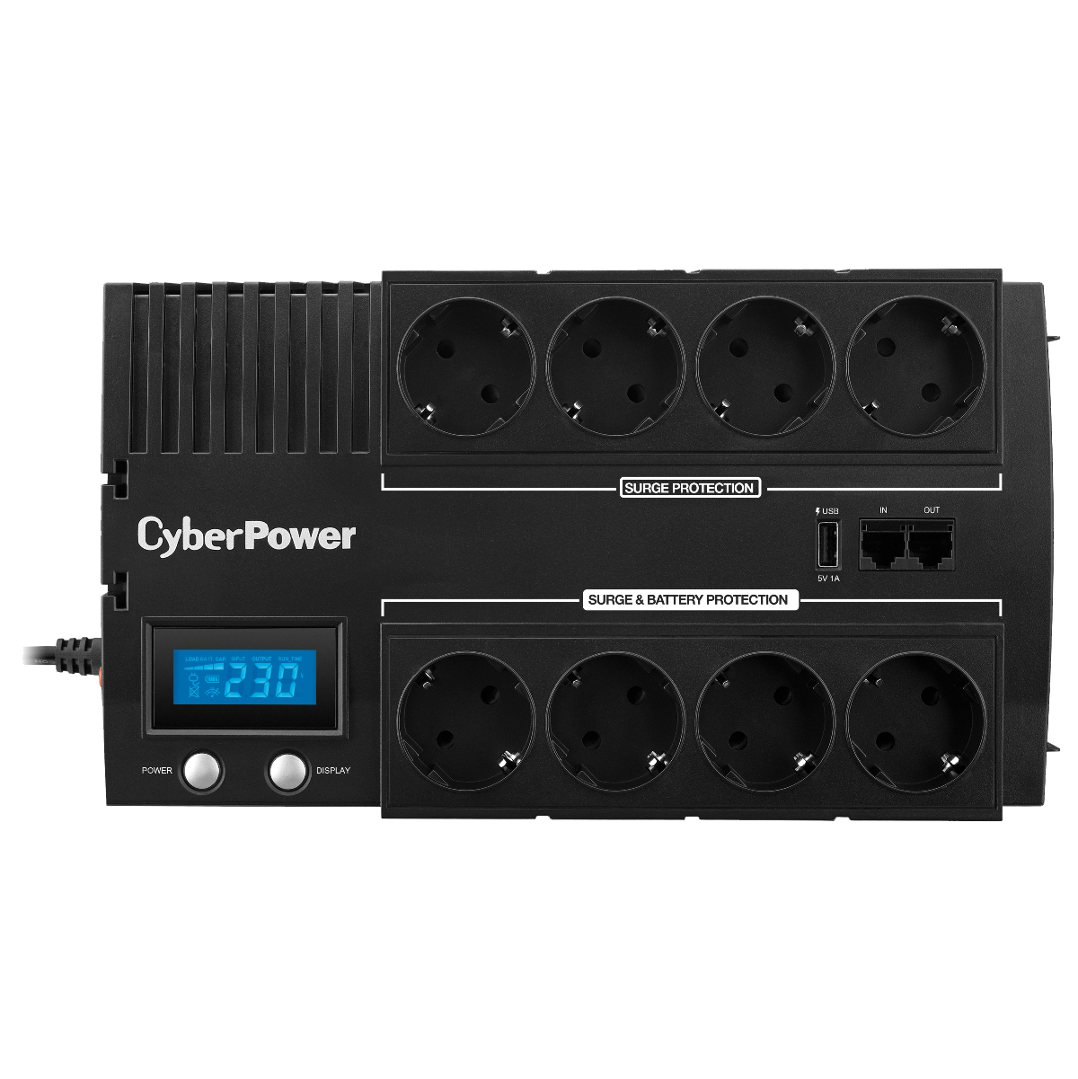 ИБП CyberPower BR1000ELCD, 1000ВА/600Вт, линейно-интерактивный, 8×Schuko