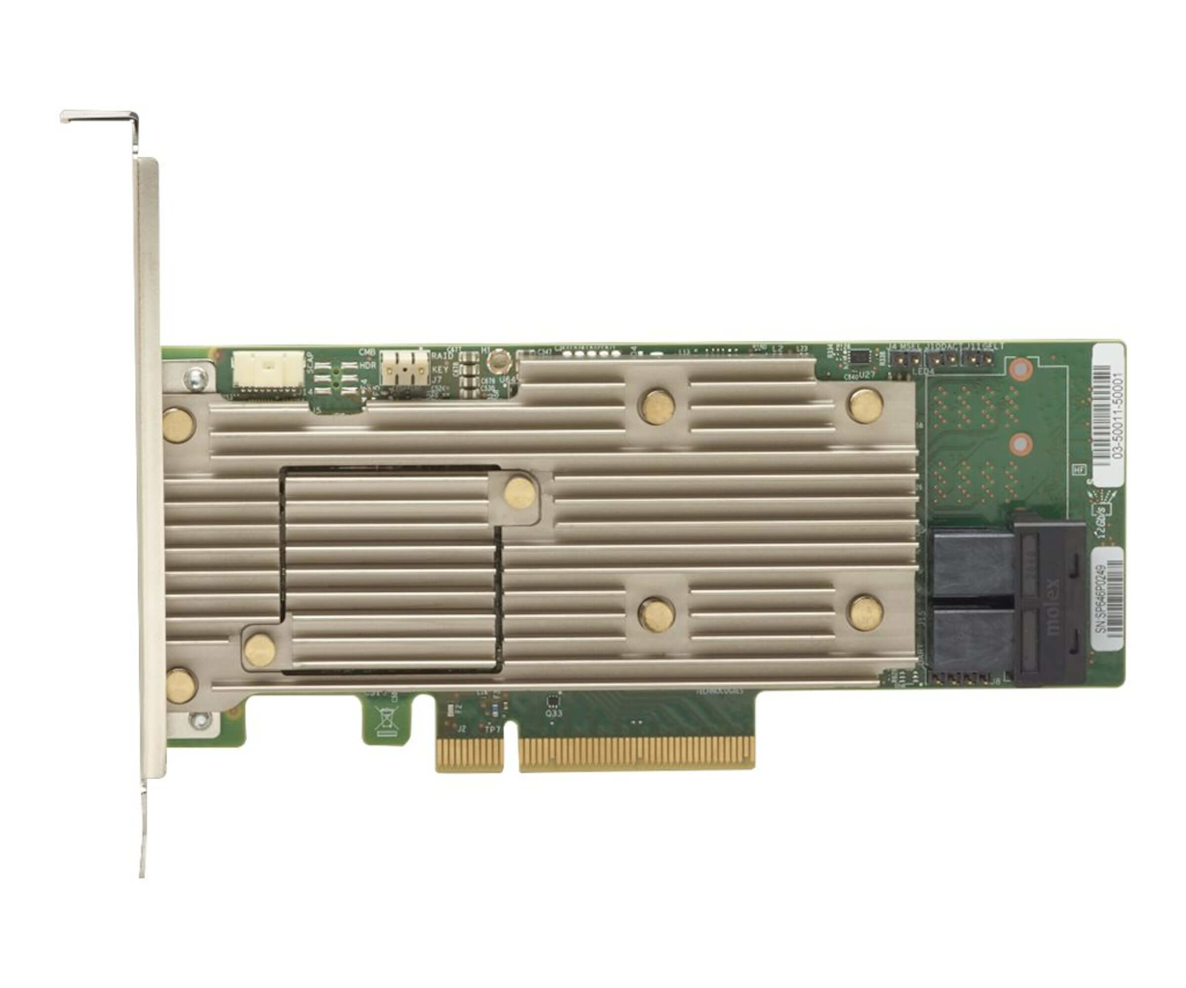 RAID-контроллер Broadcom 9460-8i, PCIe 3.1 x8, 8 портов SAS/SATA/NVMe, 2 ГБ кэш