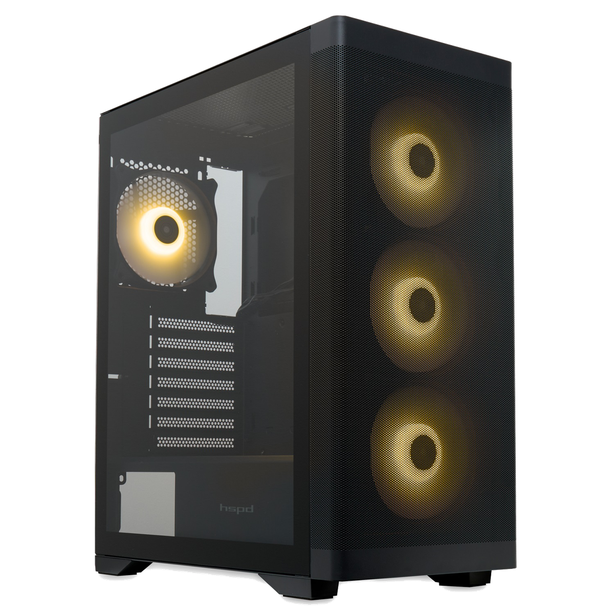 Корпус HSPD M520-TGBK-ARGB, Mesh Mid Tower, ATX/mATX/Mini-ITX, 4x120 мм ARGB, стекло