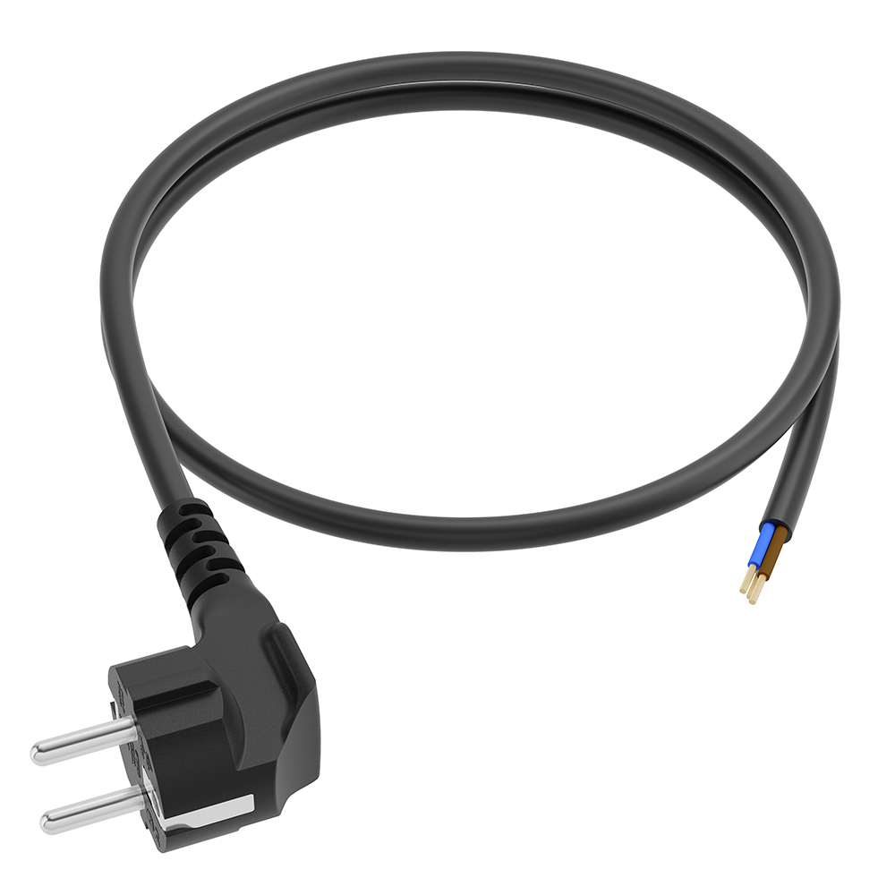Кабель питания GCR GCR-55362, Schuko-без разъема, 1м, 3×1,5мм