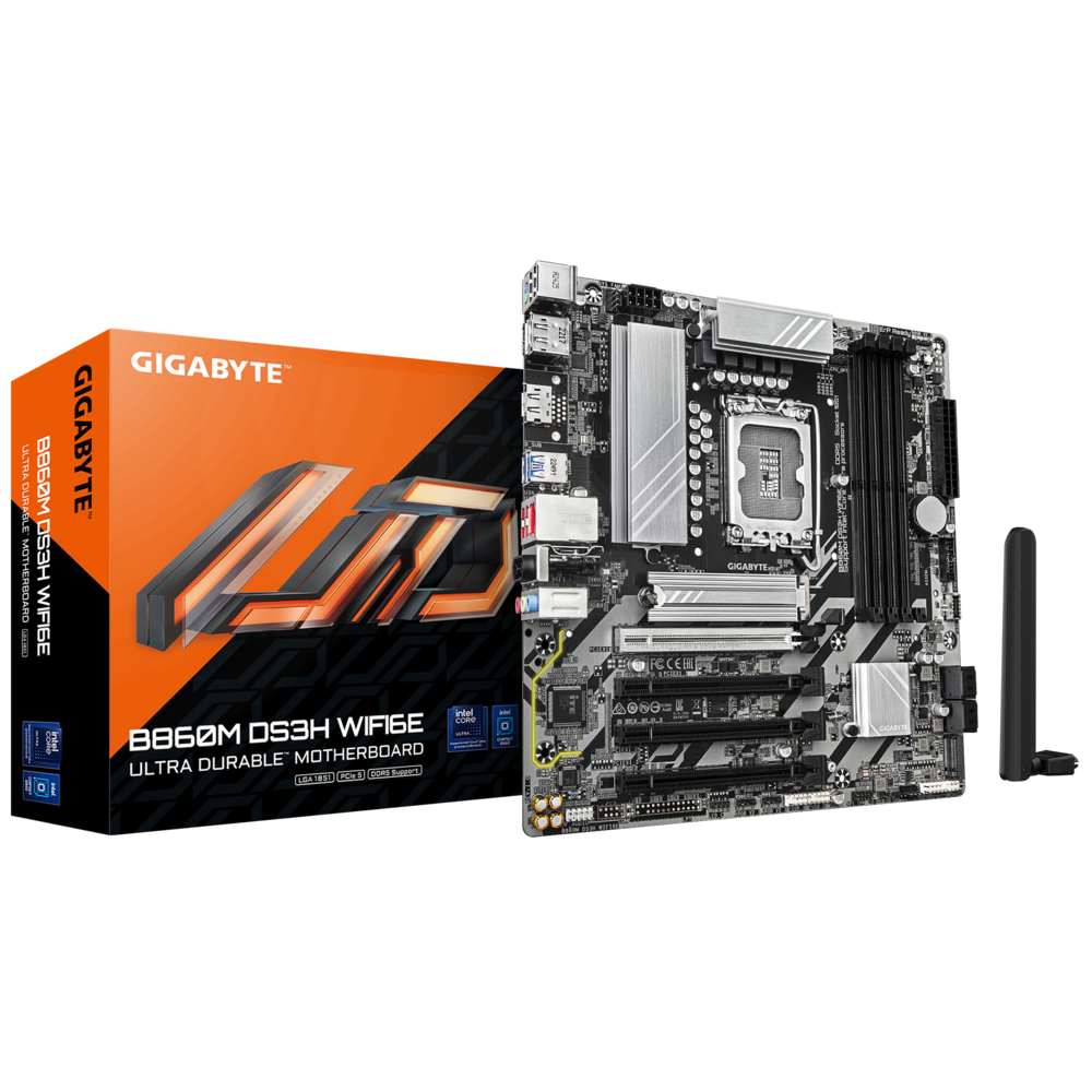 Материнская плата Gigabyte B860M DS3H WIFI6E, LGA1851, B860, DDR5, mATX