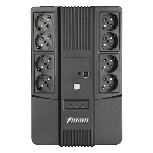 ИБП POWERMAN Brick 650 PLUS, линейно-интерактивный, 650 ВА/360 Вт, 8×Schuko, USB, RJ45/RJ11
