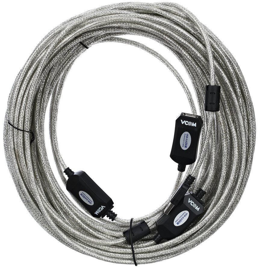 Кабель-адаптер USB VCOM VUS7049-25M, USB 2.0, активный удлинитель, Am→Af, 25 м