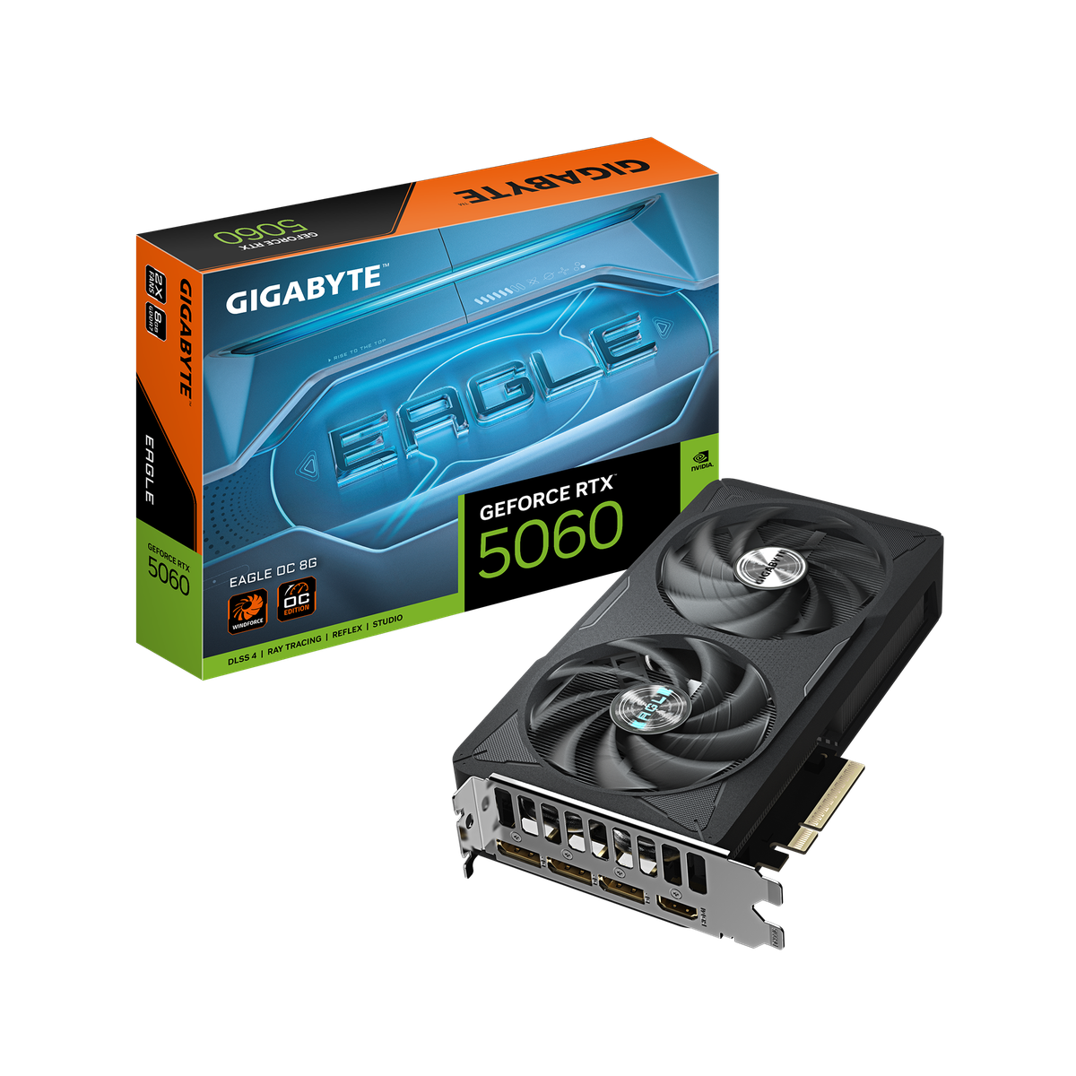 Видеокарта Gigabyte GV-N5060EAGLE OC-8GD, RTX 5060, 8GB GDDR7, 128-bit