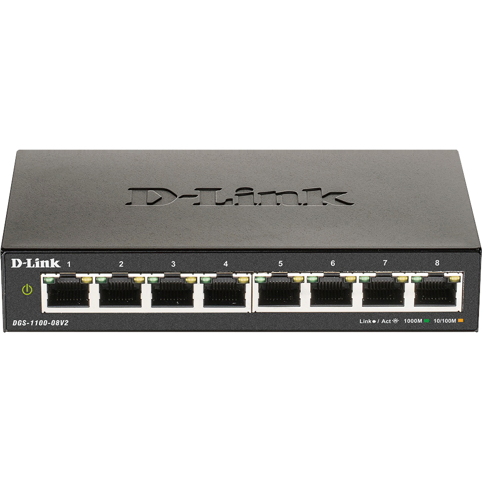 Коммутатор D-Link DGS-1100-08V2/A1A, L2 управляемый, 8×1GbE, 16 Гбит/с