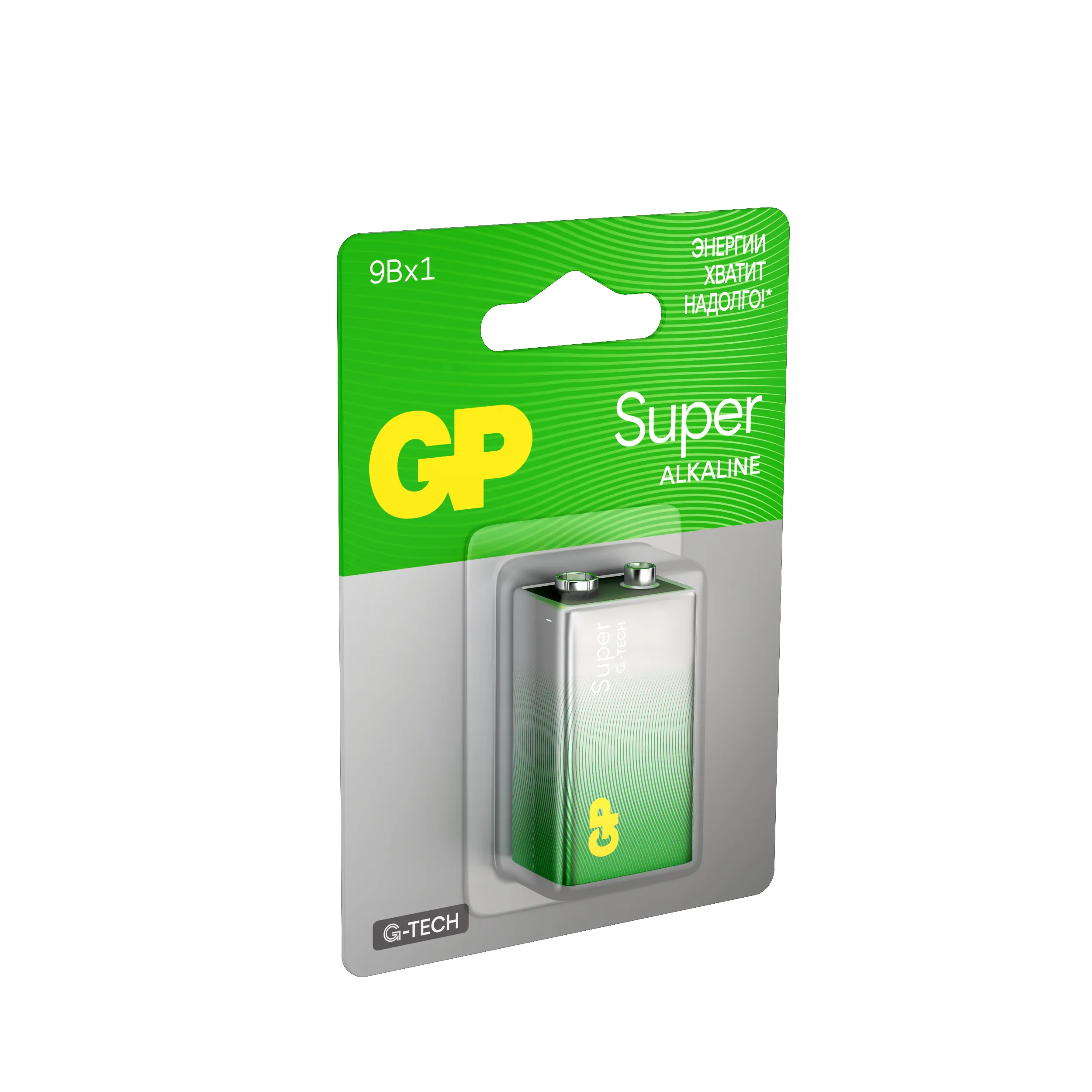 Батарейка GP Super Alkaline G-Tech 9V Крона, алкалиновая, 1 шт., блистер