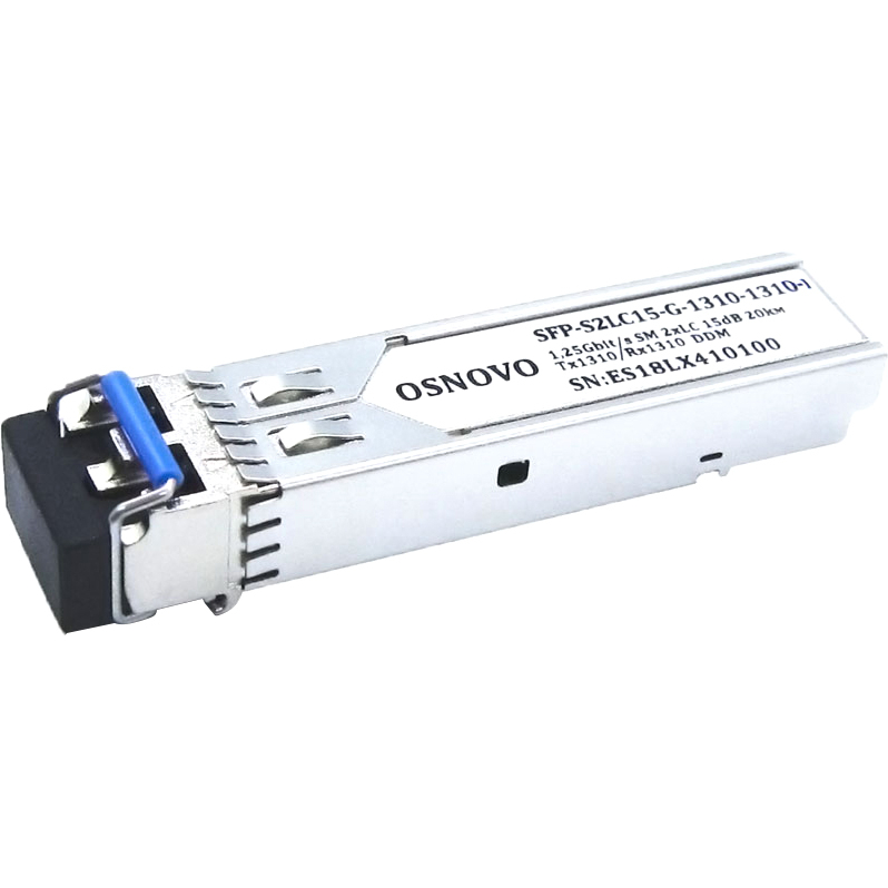 SFP модуль OSNOVO SFP-S2LC15-G-1310-1310-I, промышленный, 1.25Гбит/с, SMF, LC, 20км