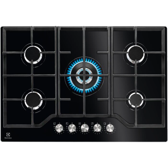 Варочная поверхность Electrolux KGG75362K, газовая, 75 см, 5 конфорок, 10900 Вт