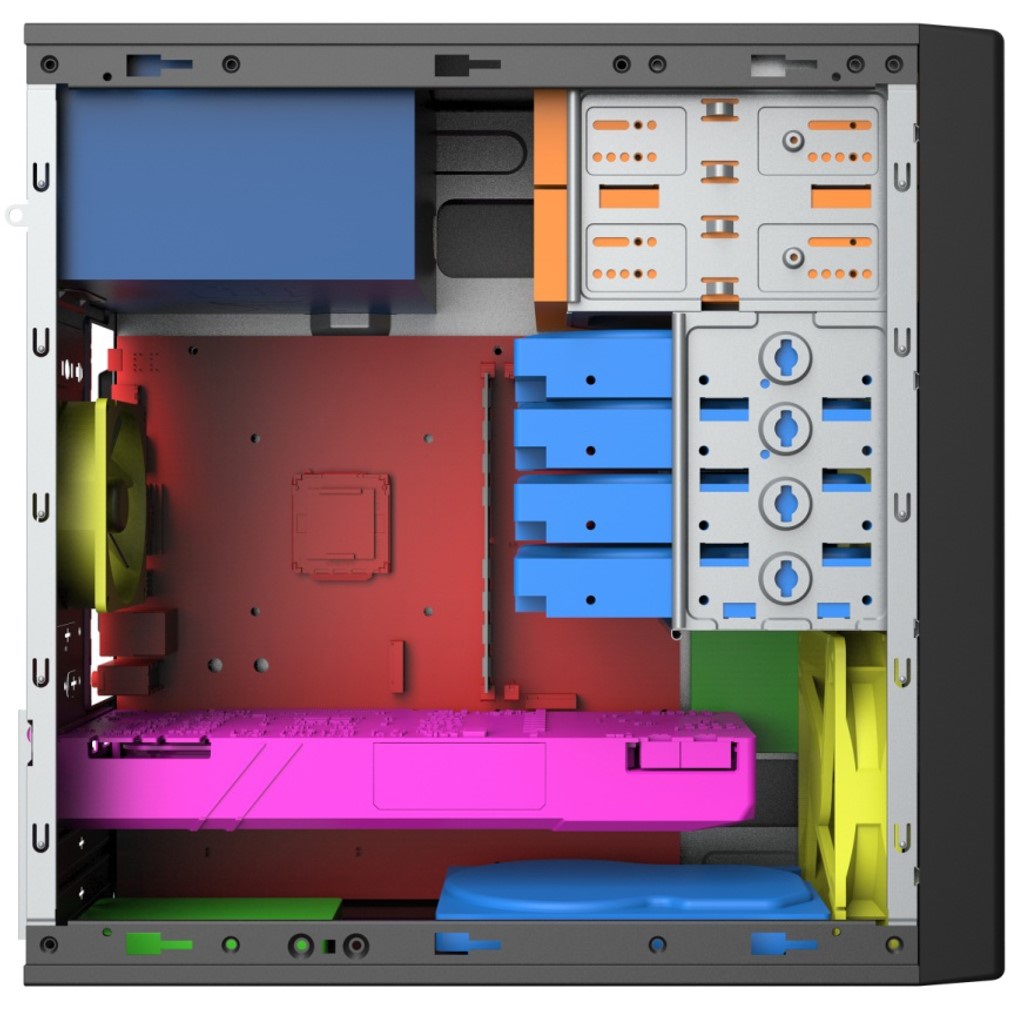 Корпус Foxline FL-733, Mini Tower, mATX/Mini-ITX, без БП, 2×5.25", 7×3.5"