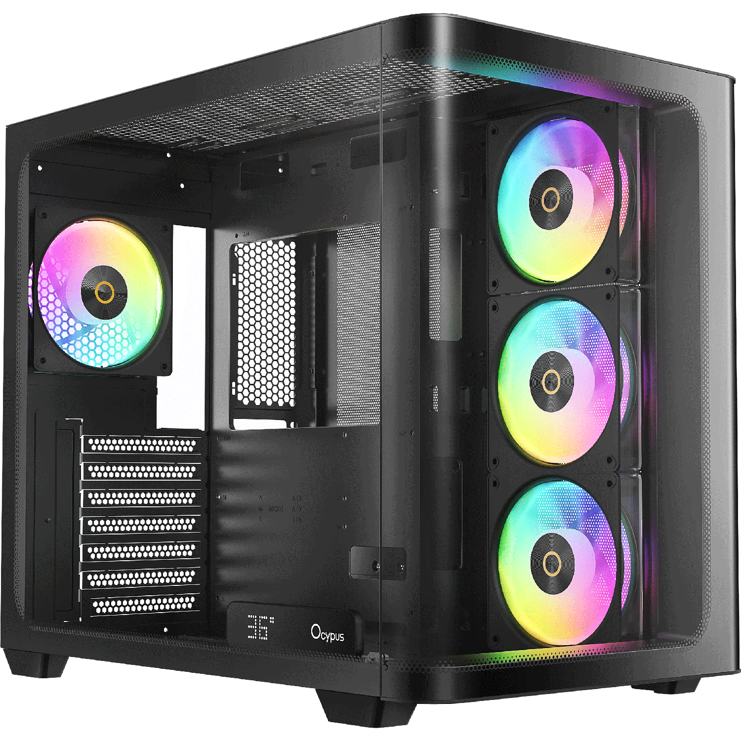 Корпус ПК Ocypus Iota-C70-BKD400CD-GL, Midi-Tower, 4×120мм ARGB, USB-C