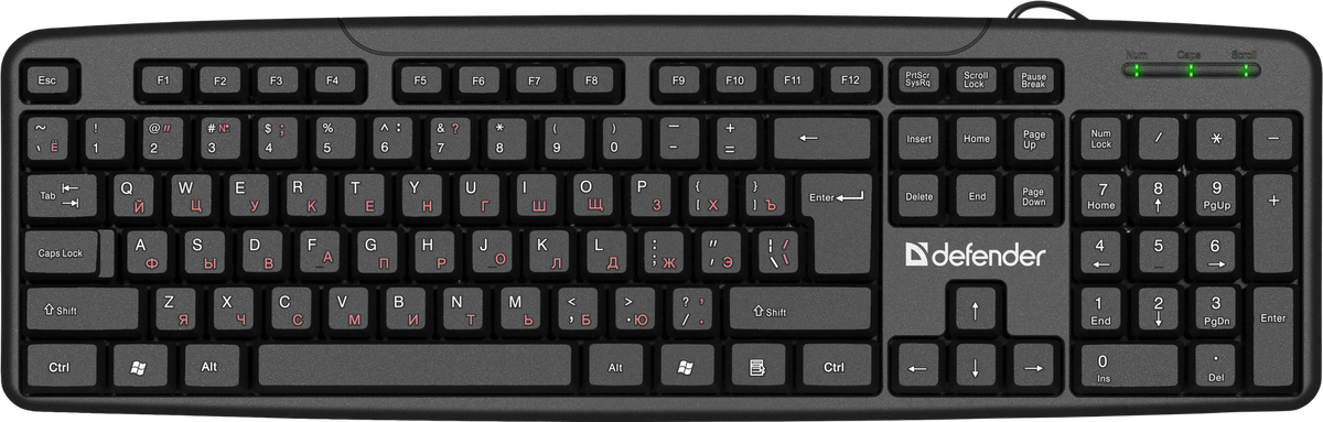 Клавиатура проводная DEFENDER Astra (Астра) HB-588 черный (USB, 104 клавиши, водостойкая) (45588)