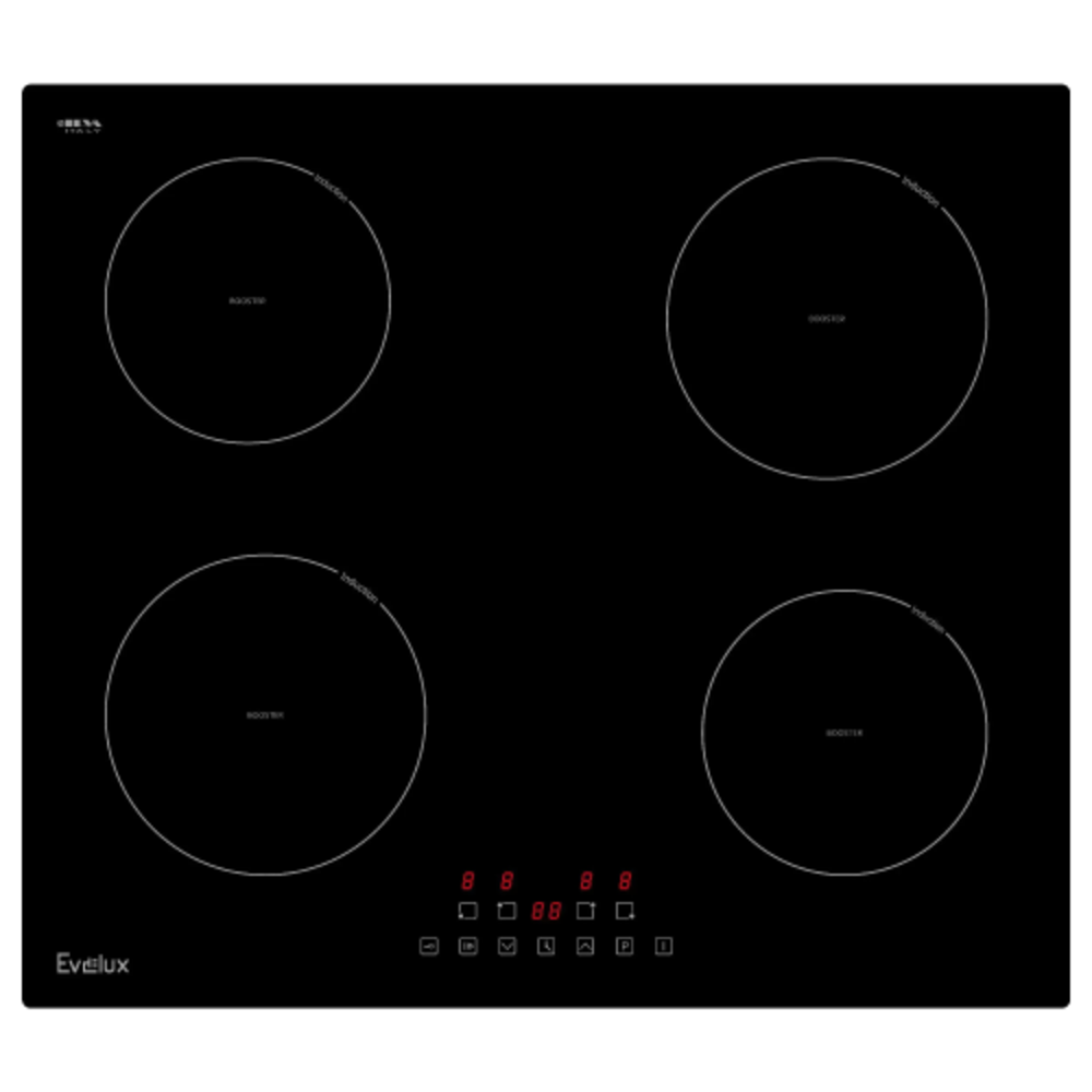 Варочная панель EVELUX EI 6044, индукционная, 4 конфорки, бустер, черная